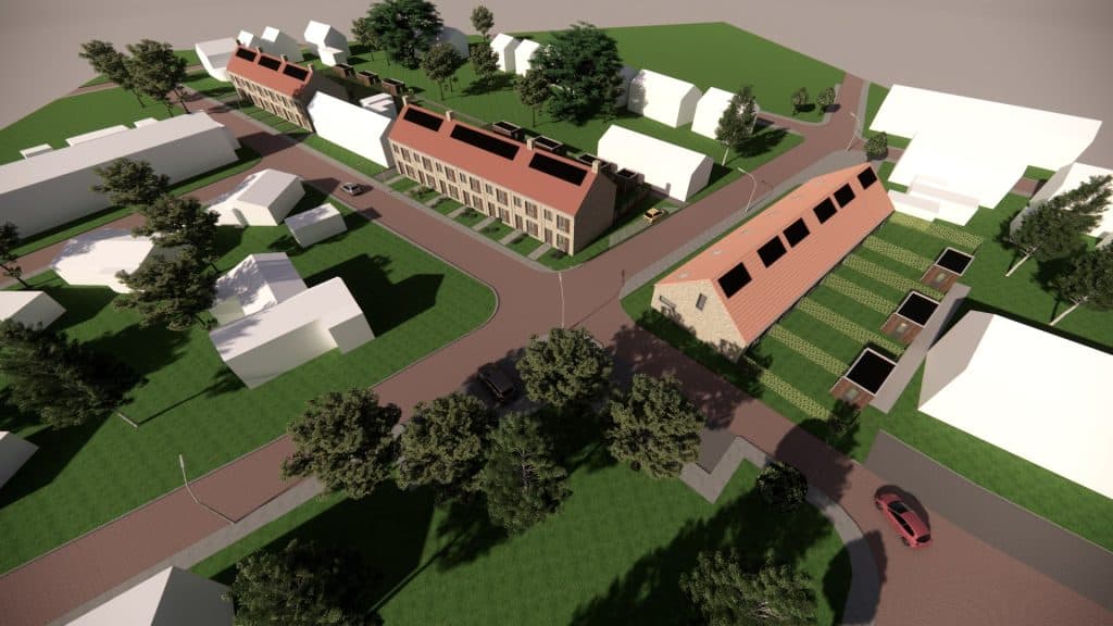 Impressie in vogelvlucht van de Zuidstraat en Kloosterstraat